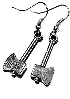 Silver Knight Simple Axe Earrings Tree Surgeon Lumberjack on Sterling Silver Hooks in a Gift Bag