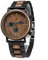 Kim Johanson Herren Holz-Edelstahl Armbanduhr *Military* in Dunkelbraun Chronograph mit Sonne & Mond Anzeige & einem Gliederarmband Handgefertigt Quarz Analog Uhr inkl. Geschenkbox