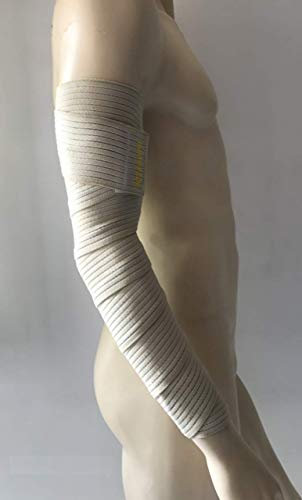 Long manchon de compression élastique bras coude main avant-bras - Bande réglable 180 cm x 7.5 cm - Forte contention - Sports et loisirs (Peau)