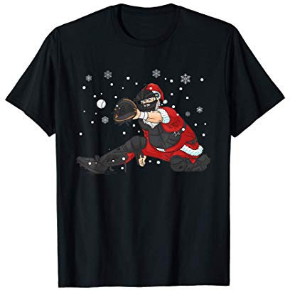 Weihnachtsmann Catcher Baseball Weihnachten Geschenk T-Shirt