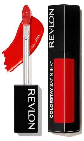 Revlon ColorStay Satin Ink Flüssiger Lippenstift, langanhaltende, reichhaltige Lippenfarben, formuliert mit schwarzem Johannisbeersamenöl, 014 Smokin' Hot