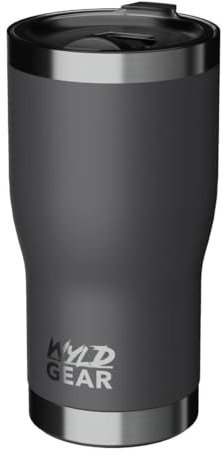 Wyld Gear Tumbler 20 oz (591 ml), Grey - Inklusive V-Flow Lid (wiederverschließbarer Deckel) | Isolierbecher | Thermos-Becher | BPA-frei