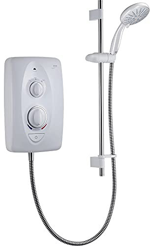 Mira Sprint White 4-Spray Pattern Gloss Electric Shower (Dep: 107mm H: 329mm W: 225mm, 3.25kg), 8.5kW