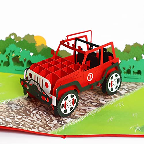 CUTE POPUP Vatertagskarte, Pop-Up-Karte, Pop-Up-Karte, Pop-Up-Karte, Camping-Pop-Up-Karte für Chef, Sohn, Enkel, Jeep-Liebhaber auf Genesung, Glückwünsche oder einfach nur an Sie denken