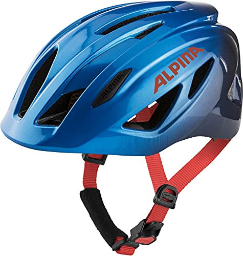 Alpina PICO - Leichter, Optimal Klimatisierter & Bruchfester Fahrradhelm mit Fliegennetz Für Kinder, optional mit Licht, True Blue Gloss, 50-55 cm