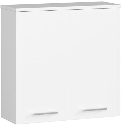 AKORD | Badezimmer‑Hängeschrank FIN W60 2D 2-türig | Hängeschränke Fürs Bad | Tür Links oder Rechtseitiger Montage | B60 x H60 x T22,5 cm | Gewicht 18 kg | Weiß