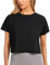 CRZ YOGA Damen Kurzarm Sport Tshirt Loose Baumwolle Fitness Crop Top Sommer Gym Workout Cropped Oberteile Schwarz 38