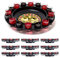 Roulette à boire, lot de 10, jeu de soirée, avec tambour doré, 2 billes,16 verres shot par jeu, rouge et noir