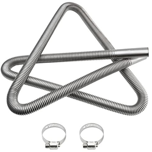 FanPaYY Tubo di scarico per generatori 200 cm in acciaio inox per auto da 25 mm con due fascette in acciaio inox per riscaldamento diesel, Tubi di scarico per riscaldamento diesel