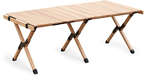 S'more Faltbarer Picknicktisch, tragbarer Campingtisch mit Tragetasche, Holztisch für Picknick, Camping, Reisen, Party, Strand, Garten, Terrasse, Gailgating, Grillen, einfache Montage (L - 120 cm)
