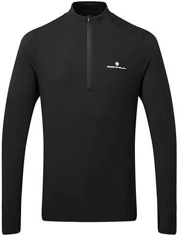 Ronhill Running, Men's Core Thermal 1/2 Zip, Black/Bright White, Size S