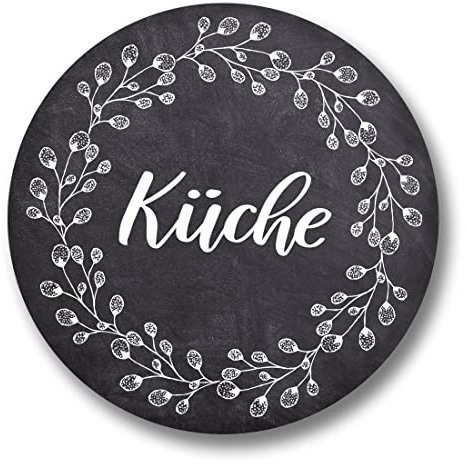 Schild Türschild rund 15cm groß Kreide Vintage Shabby inkl. Klebepunkte verschiedene Schilder zur Auswahl (Küche)