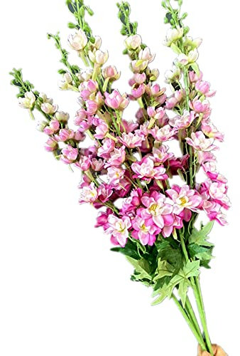 forestmistry 5pcs Artificial Larkspur Flower Stem Silk Delphinium Branch for Wedding Centerpieces Floral Decoration (Light Purple)