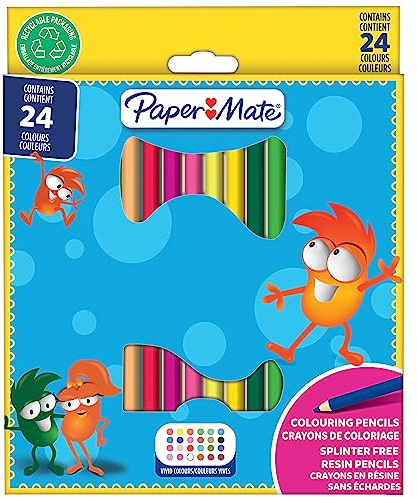 Paper Mate Buntstifte für Kinder | bereits angespitzt | farblich sortiert | 24 Stück