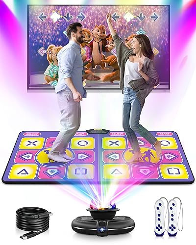 Acelufly Flannel Dance Mat for TV with Camera, Double Dance Mat with Wireless Controller, Non-Slip Dance Pad for Kids Adults, Gifts for Girls Boys