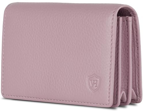 VON HEESEN® Visitenkartenetui Leder mit RFID-Schutz - Platz für 50 Visitenkarten - 6 Fächer - Visitenkarten Etuis - Geschenk für Damen & Herren (Lavendel)