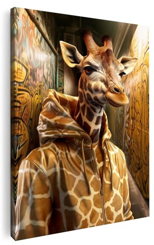 Artmazing | Giraffe Bild bunt | Bild Giraffe | S-Art Bilder | Giraffenbilder Modern | Coole Wandbilder Wohnzimmer | Wandbild Giraffe Deko XXL | Bild Leinwand XXL | Giraffe Bilder Wand