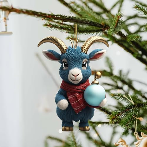 Niedlicher Pferde und Weihnachtskugeln Ornament Christbaumschmuck Acryl Pferde-Kugeln Weihnachtsanhänger Weihnachtsbaumschmuck Weihnachtspferde Anhänger Weihnachtsbaum Dekoration (I4, OneSize)