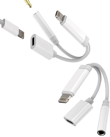 Adattatore Cavo Aux Auricolari(2 Pack)Accessori 3,5mm Cuffie per Apple Iphone 14 13 12 11 Pro Max 7 8 Plus X SE XS Per iPad Air Lightning Jack Rapida Ricarica Cuffiette Spinotto Sdoppiatore Headphones