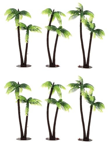 6 STK Miniatur-Kokospalmen Aus Kunststoff – DIY Aquarium-Dekoration, Mini-Bonsai-Baum Für Mikrolandschaften, Puppenhäuser Und Modellbau
