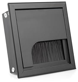 ATM® Pasacables de Aluminio 80 x 80 mm, Pasacables para Muebles, Negro, Pasacables Rectangular de Aluminio para Mesa, Escritorio, Organizador de Cables, Boquilla para Cables con Tapa