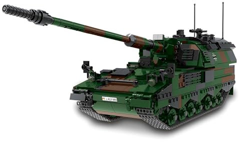 Ebortsin Technik Panzer Bausteine Modell, WW2 Panzer Klemmbausteine Militär Panzer Spielzeug, PZH-2000 Panzer Bausteine Modellbausatz, Geschenk für Erwachsene und Kinder, 1345 Teile