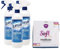 QUASAR SET: 3x Quasar Detergente Spray DOCCIA VETRI. Anticalcare, Antipolvere, Idrorepellente. Scudo Antisporco, Pulito Più a Lungo 580ml + Panno Soft Microfibra Multiuso, Formato 33x33