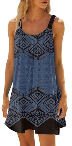 Bluecoolly Sommerkleid Damen Leicht Kleid Damen Sommer Kleid Schwarz Damen Kleider Für Hochzeitsgäste Rockabilly Freizeitkleid Sommerkleider Kleider Damen Sommerkleid Damen Lang(1-Navy,3XL)