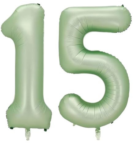 Vthoviwa 40 Zoll/18 Farbens Luftballon Zahlen 15/51 grün, Helium Luftballon 15/51. Geburtstag Foil Ballon, 0123456789,10-19,20-25,30,40,50,60,70,80,90, Folienballon 15/51 Party Dekoration