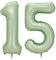 Vthoviwa 40 Zoll/18 Farbens Luftballon Zahlen 15/51 grün, Helium Luftballon 15/51. Geburtstag Foil Ballon, 0123456789,10-19,20-25,30,40,50,60,70,80,90, Folienballon 15/51 Party Dekoration
