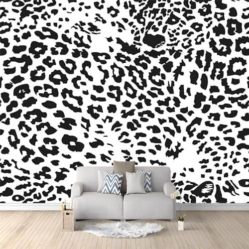 Papier Peint Léopard Noir Et Blanc 250x175 cm 3D Panoramique Murale Salon Papier Peint intissé pour Chambre Salon Personnalisé Décoration Murale