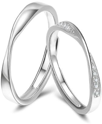 Edelstahl Wickelring, 1 Paar Liebesknoten Ringe, Zirkonia Ring, Minimalistisch Eheringe, Paar Verlobungsring, Damen Schmuck, Damen Fingerring, für Frauen Paar, Weißes Gold