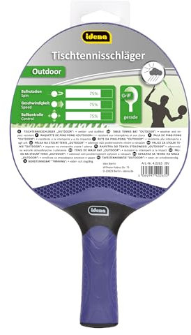 Idena 40263 - Mazza da ping pong con manico dritto, resistente alle intemperie e agli urti per esterni, in plastica, lavabile e impermeabile