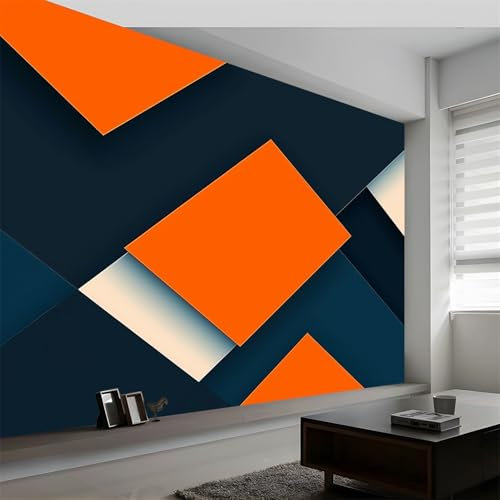 Papier Peint Panoramique Géométrie Abstraite 3D Peinte Carrés géométriques simples Intissé Murale, 200 x 140 cm (L x H) Photo Murale pour Salon Chambre d'enfants Restaurant Décoration Murale