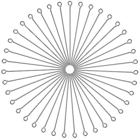 TOAOB 50 mm Ösenstifte Edelstahl 200 Stück Open Eye Pins Silber für Ohrring Anhänger Perlen Schmuck DIY Handwerk Machen