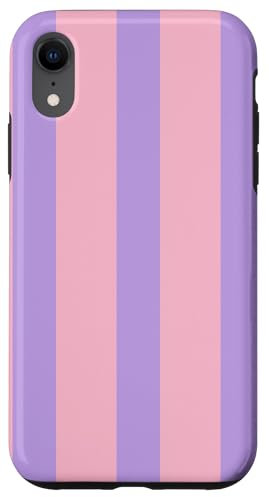 iPhone XR Pastel Pink and Purple Stripes, Preppy Aesthetic, Striped Case