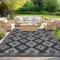 SHACOS Outdoor Teppich Wetterfest 240x300 cm, Wendbarer Balkon Camping Teppich, Kunststoffteppich UV-beständig Patio Rug Picknickdecke für Terrasse Garten Picknick BBQ, Schwarz & Grau