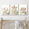 3 Grüne Bilder Kinderzimmer Jungen Dschungel Poster Tiere im Wald Löwe Giraffe Elefant Bild Babyzimmer Beige Grün Poster Safari Kinderzimmer Wandbilder Deko Waldtiere Leinwand 30 x 40 cm ohne Rahmen