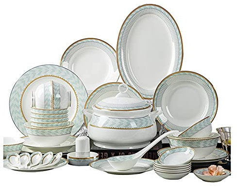 GJMASFDE Vajilla Vajilla de Porcelana Cuencos y sartenes de Estilo Europeo para el hogar Palillos Caja de Regalo de Actividades Juego de Platos de cerámica