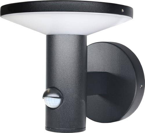 EBION Outdoor Wall Lights Mains Powered, Outside Wall Lights with Motion Sensor, Modern IP54 Waterproof Aluminum Outdoor Light for Porch Front Door Corridor Patio, PIR Sensor, 1100LM 3000K, Black