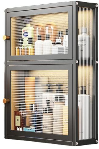 Schwarzer Metall-Badezimmer-Wandschrank mit Glastür, hängend, Medizinschrank für Büro, Esszimmer, Wohnzimmer, Küche, stilvolle Aufbewahrungslösung