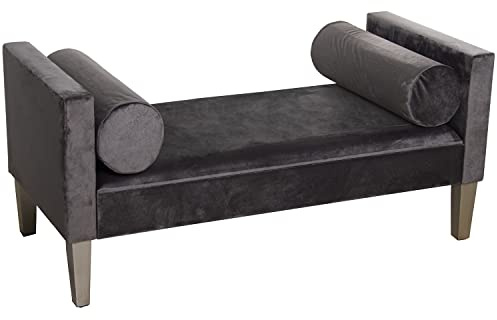 BANQUETA PIE DE CAMA MADERA/TELA GRIS POLIÉSTER 113X53X52CM, ALT.ASIENTO:33CM