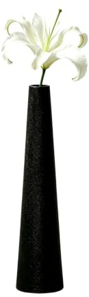 8.5 Inch Matte Black Ceramic Bud Vase, Conic Slender Single Stem Flower Container, Minimalist Decorative Floral Ornament for Home, Office, Table Centerpiece and Wedding