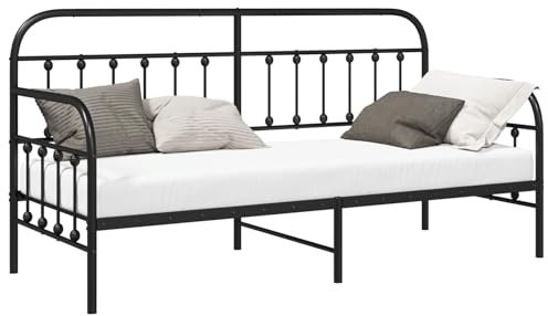 vidaXL Black Day Bed Frame 80 x 200 cm Steel