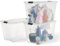 Iris Ohyama, Boite Rangement Plastique avec Couvercle, 55L, Lot de 3, Transparent, 98% en Plastique Recyclé, Clips de Fermeture, Poignée, Empilable, pour Chambre, Dressing, Bureau, Sans BPA, BSB-55