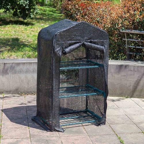 Aluminum Lean To Greenhouse Compact Tomato Garden Shed,3 Tier Walk In Greenhouse with Steel Frame PVC/PE Cover and Insulated Shed Rainproof Freeze Proof Plant Conservatory for Garden Patio a