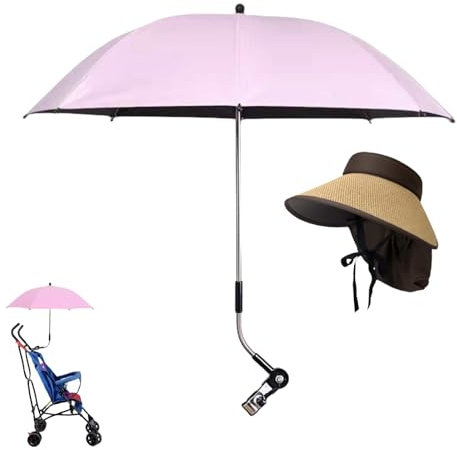 Générique Ombrelle Poussette Universelle Anti UV 50+ Parasol Poussette Enfant 75CM Parapluie Chaise avec Pince Réglable et Bras Réglable pour Extérieur Plage Jardin
