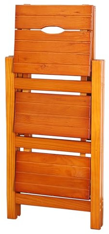 Sgabello pieghevole a 3 gradini in noce chiaro, in legno massello, leggero, adatto per adulti, ideale per uso domestico e esterno, scala versatile per raggiungere e riporre facilmente