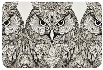 UVBDF Badematte mit Eulen-Motiv, Kieselgur, Duschmatte, super rutschfest, für Badezimmer, Boden, Zuhause