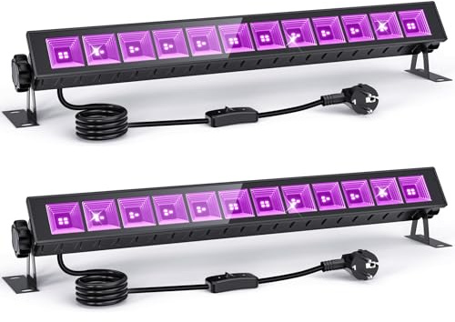 MEEKBOS 4er-Set 45W UV LED Schwarzlicht Bar, 395 nm Schwarzlichtlampe | mit Stecker und Schalter, IP66 Wasserdichter UV Strahler für Party, Deko, Halloween